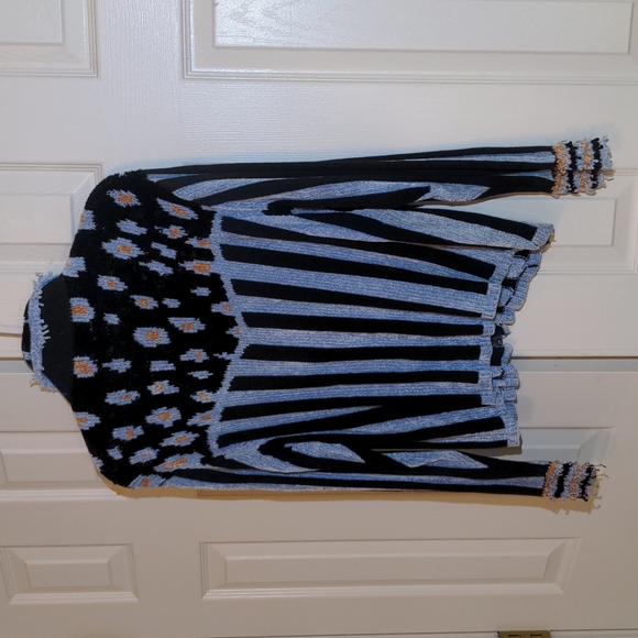 Casa Maglia EUC zip up sweater striped medium grey black - Picture 7 of 15